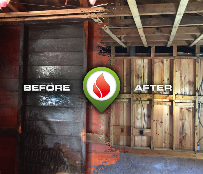 SERVPRO fire damage before and after photo