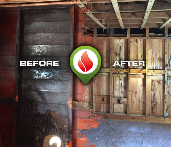SERVPRO fire damage before and after photo
